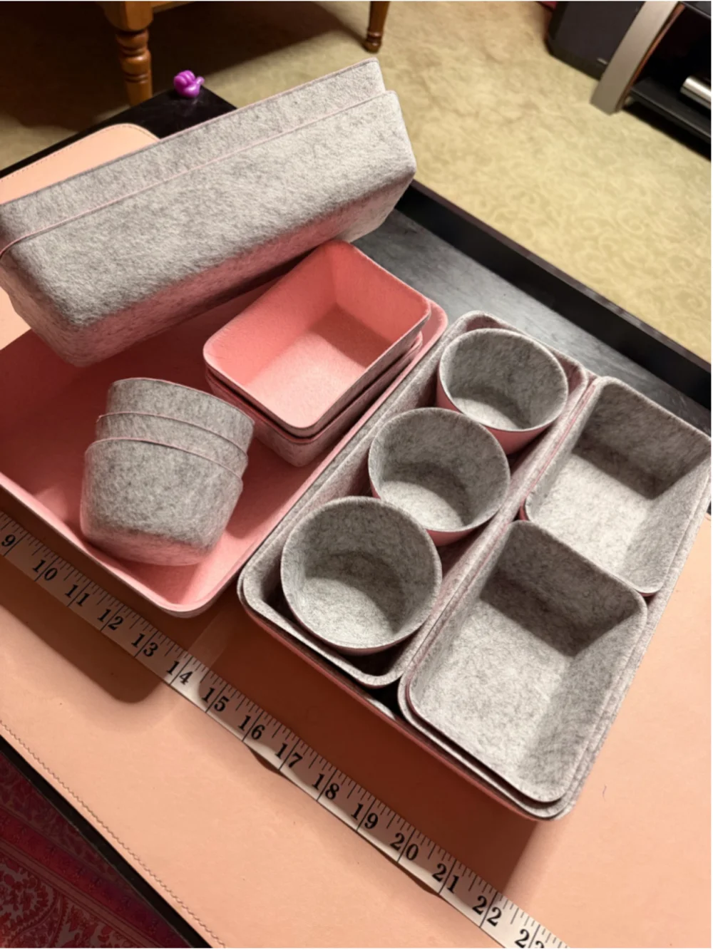 Pink & Gray Felt Drawer Organizers NEW 16 Pieces